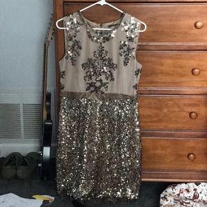 Green,tan, and brown sequin dress